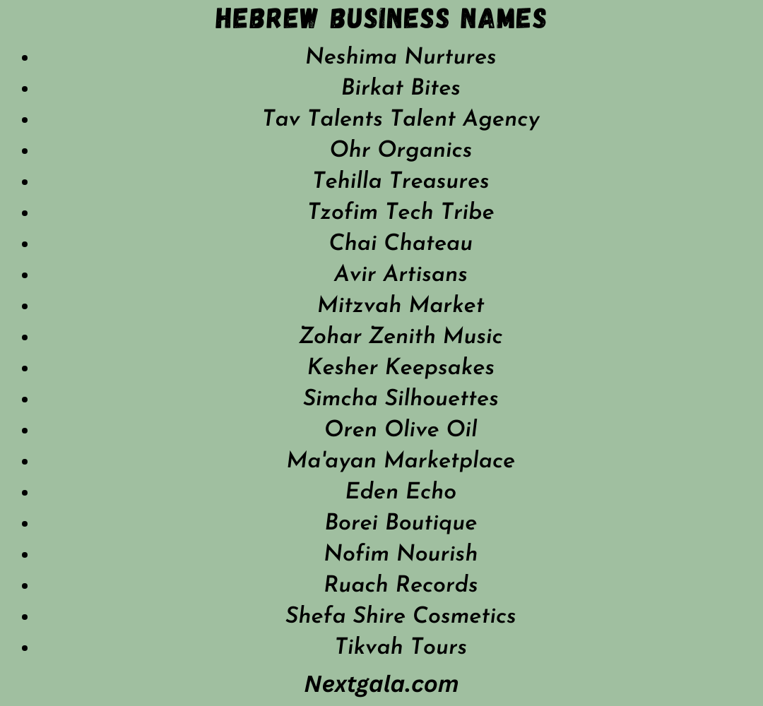 Hebrew Business Names