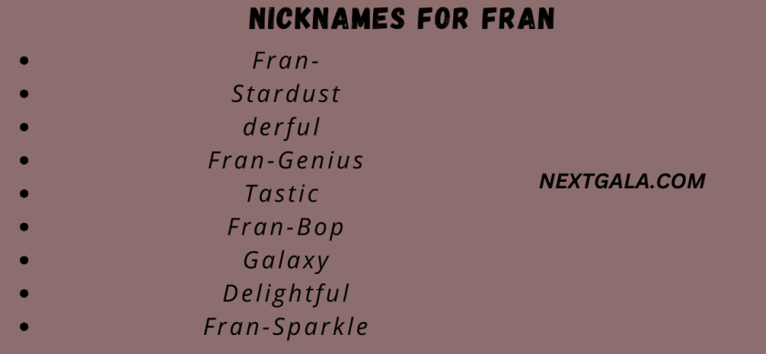 Nicknames for Fran