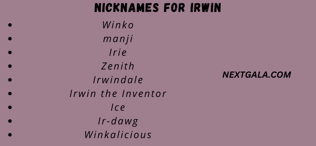 Nicknames for Irwin