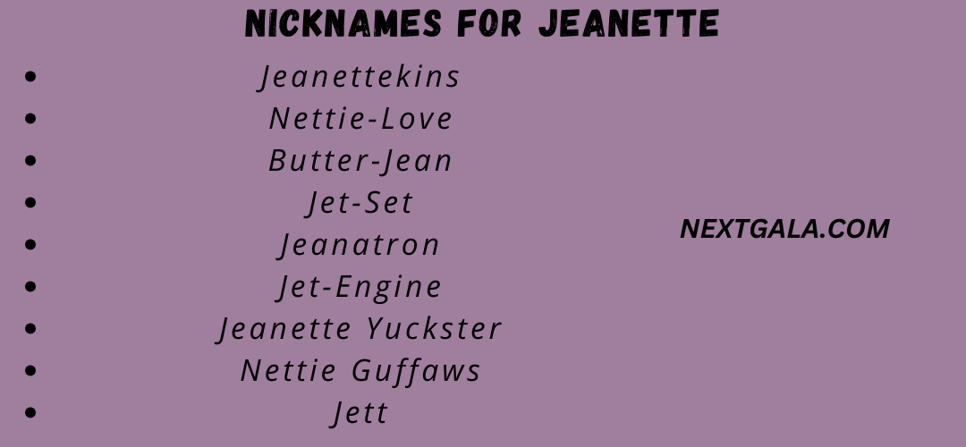 Nicknames for Jeanette