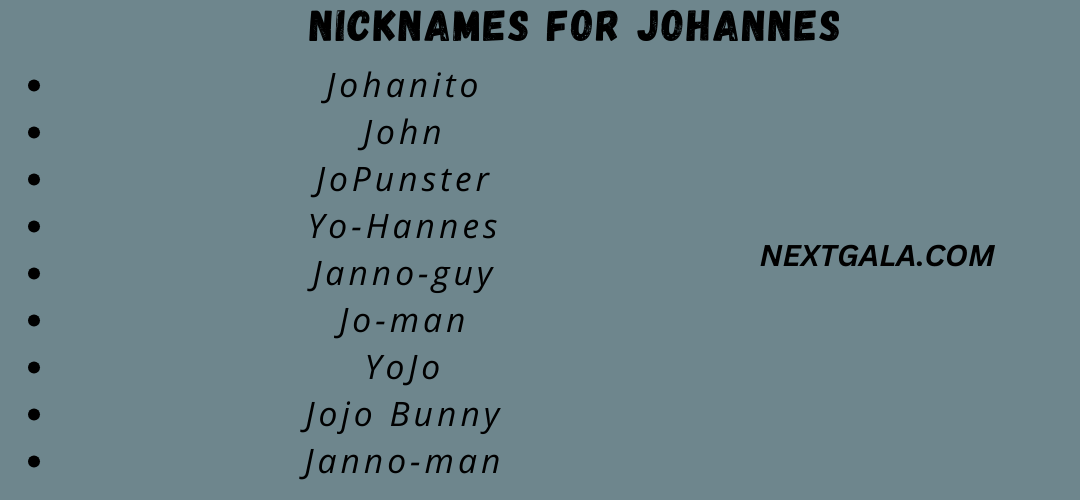 Nicknames for Johannes