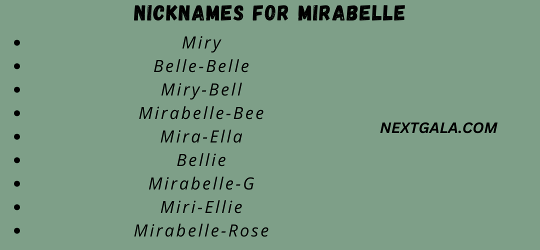 Nicknames for Mirabelle