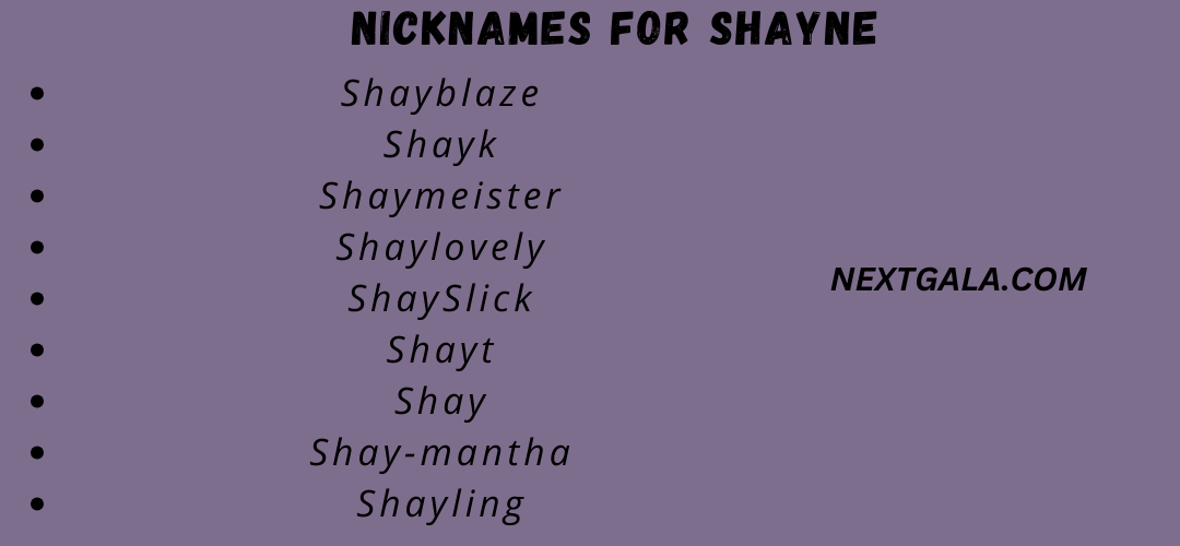 Nicknames for Shayne