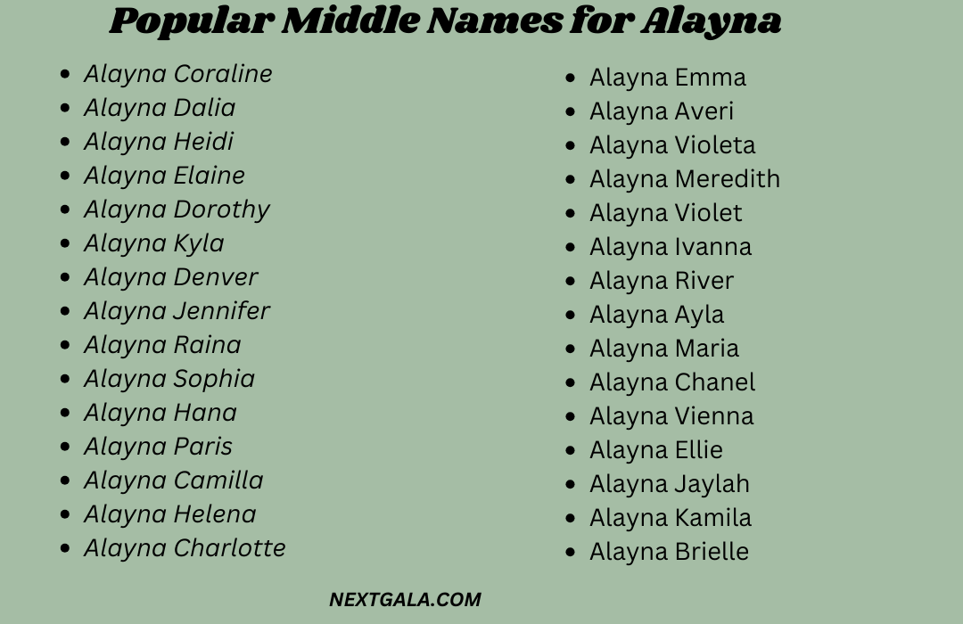 Middle Names for Alayna
