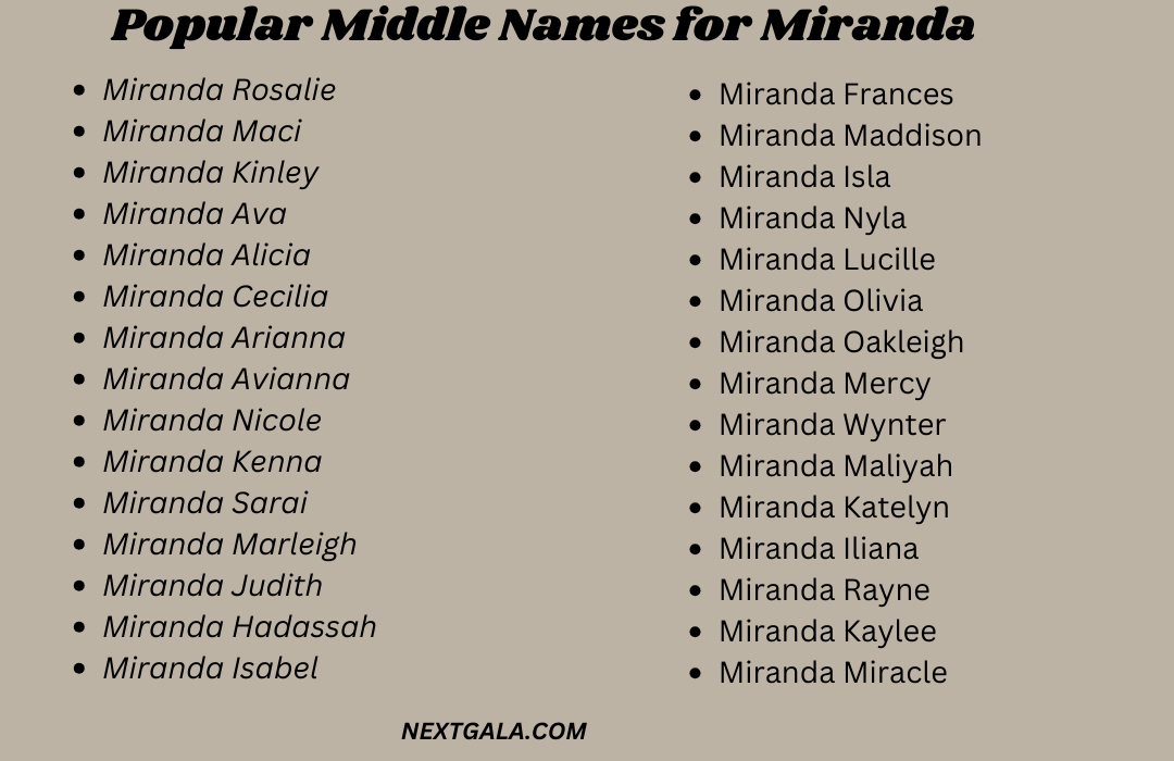 Middle Names for Miranda