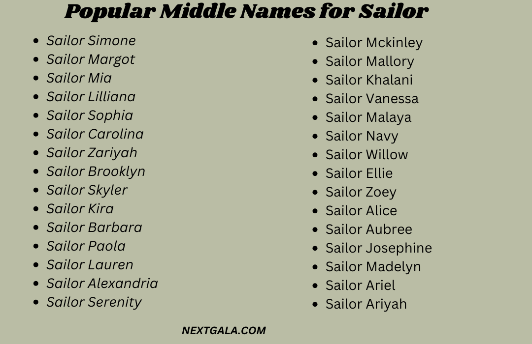 Middle Names for Sailor
