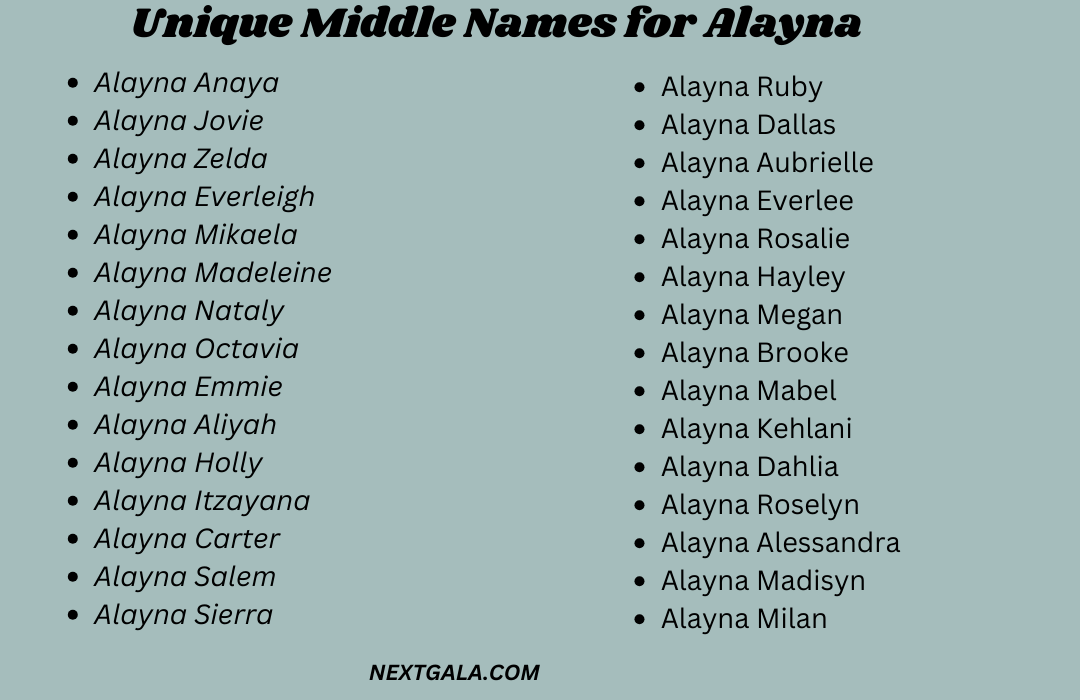 Middle Names for Alayna 
