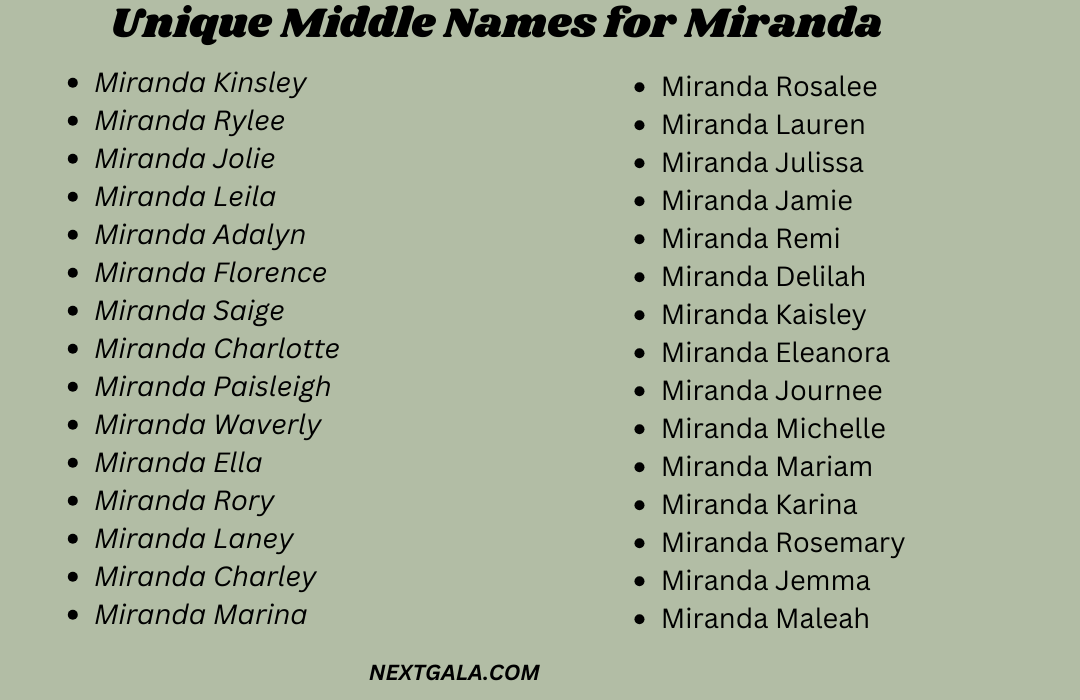 Middle Names for Miranda 