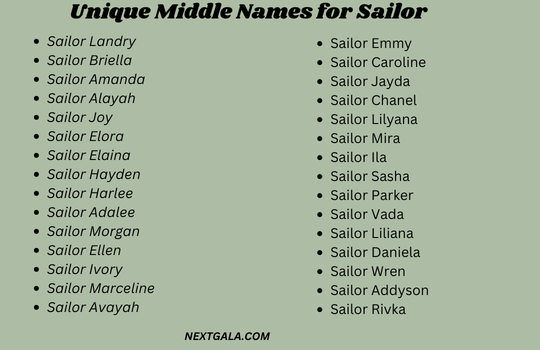 Middle Names for Sailor 