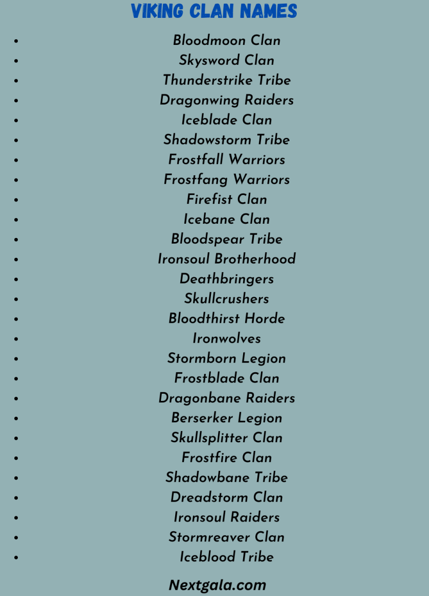 Viking Clan Names