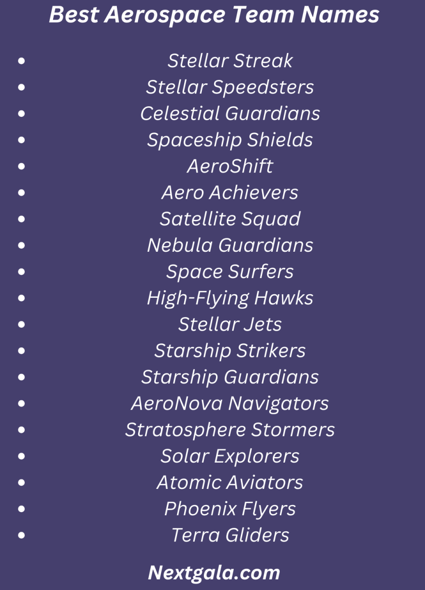 Aerospace Team Names