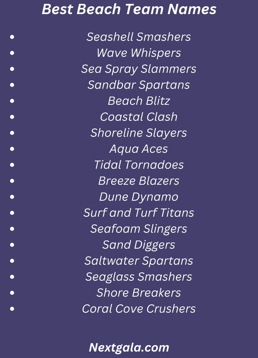 Beach Team Names