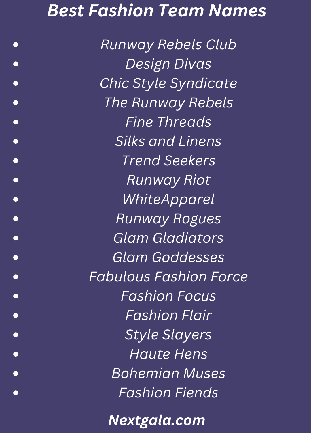 Fashion Team Names