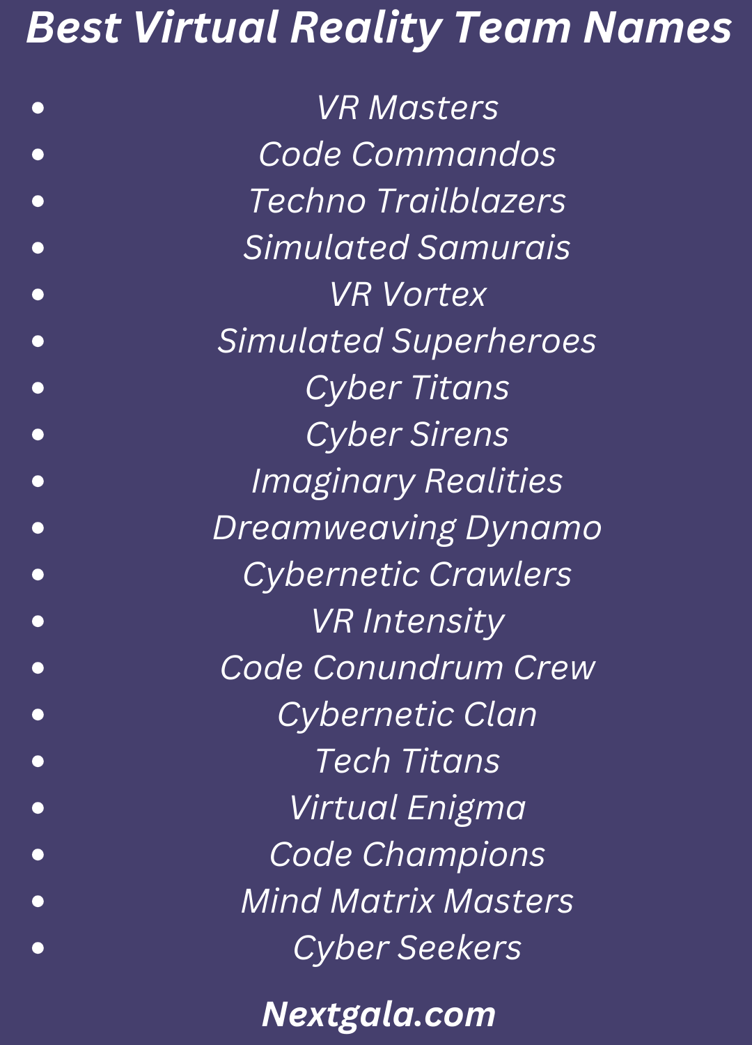Virtual Reality Team Names