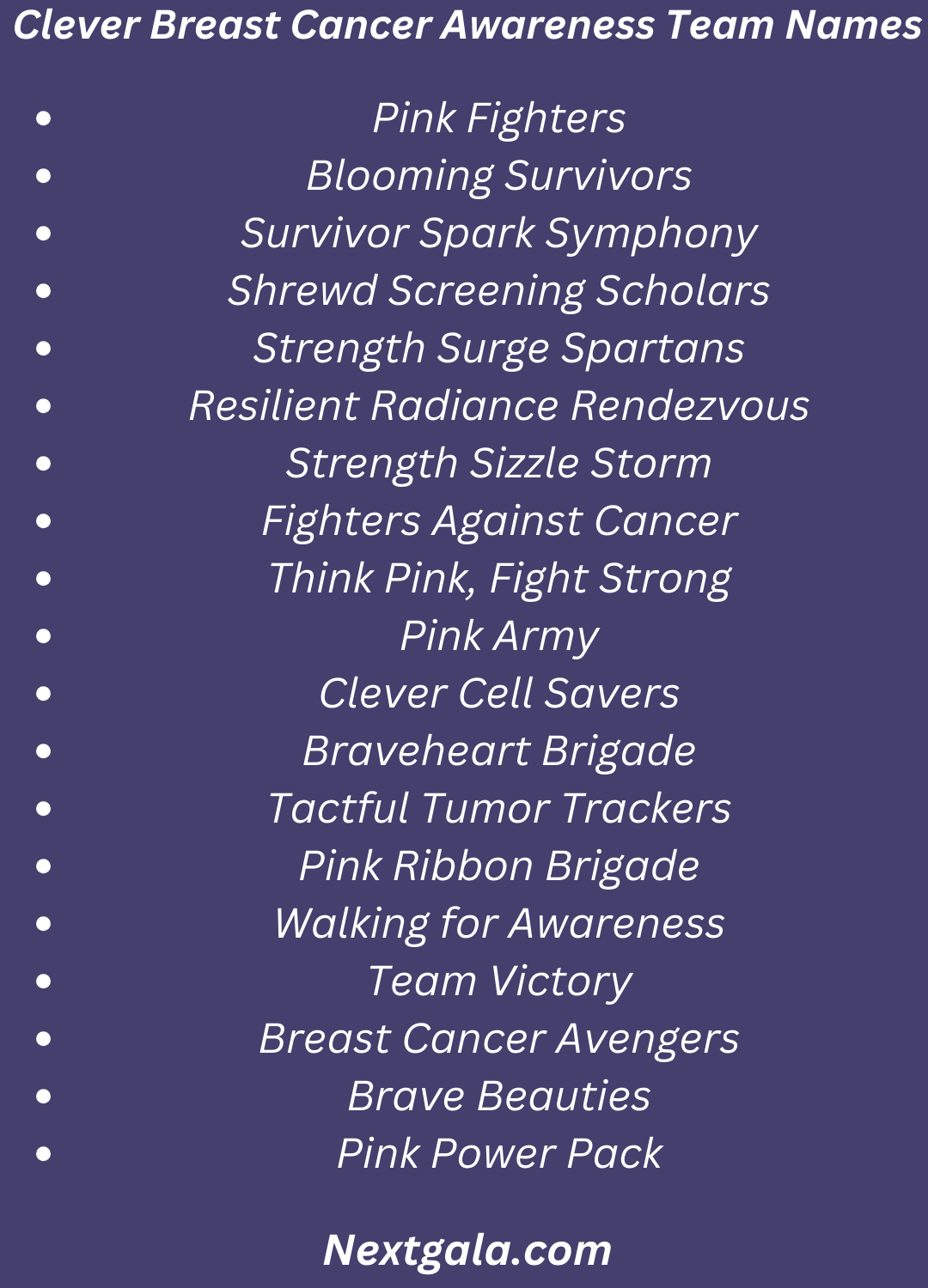 Clever Breast Cancer Awareness Team Names