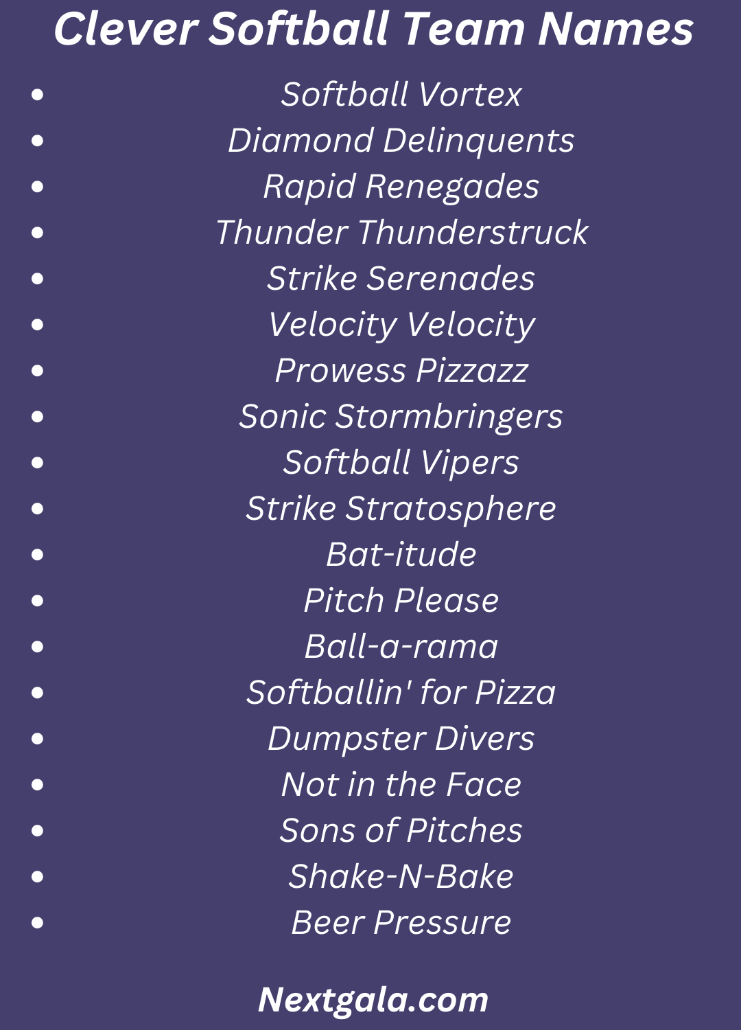 Clever Softball Team Names