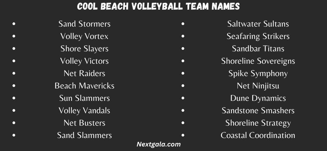 Cool Beach Volleyball Team Names
