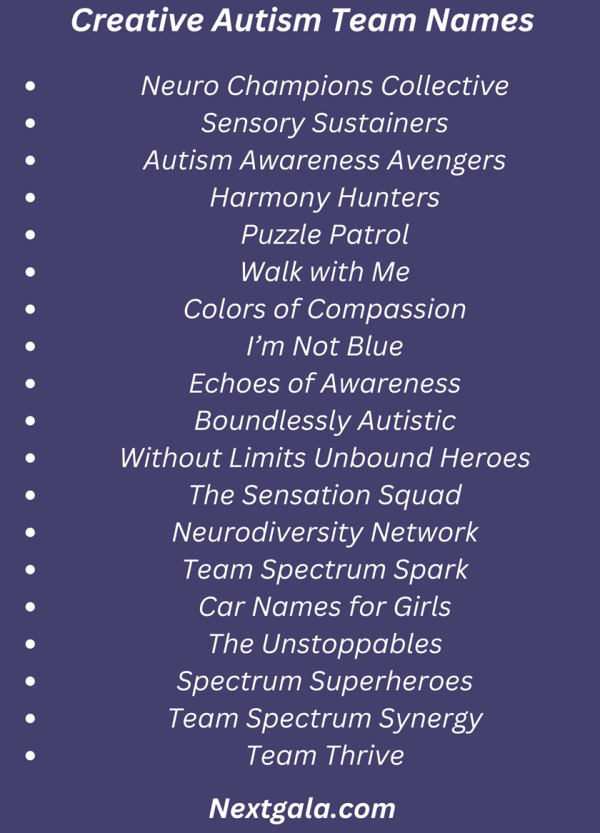 Autism Team Names
