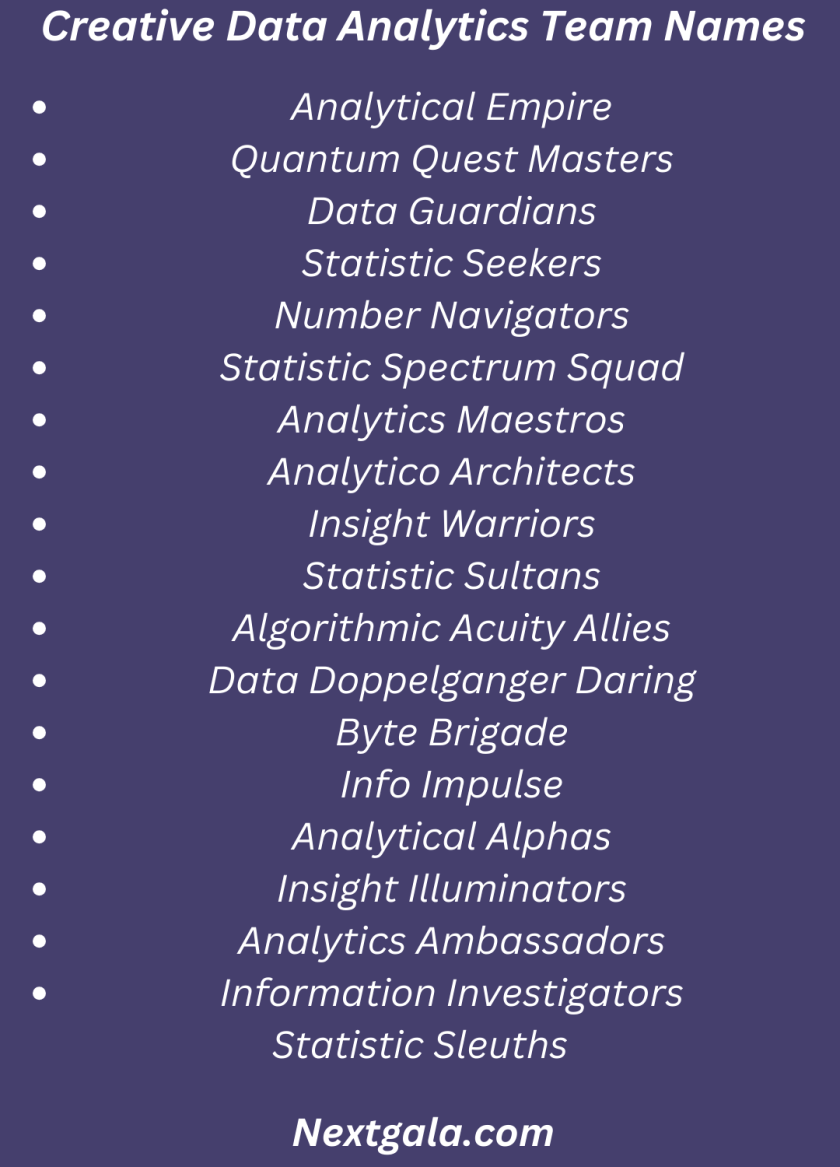 Creative Data Analytics Team Names
