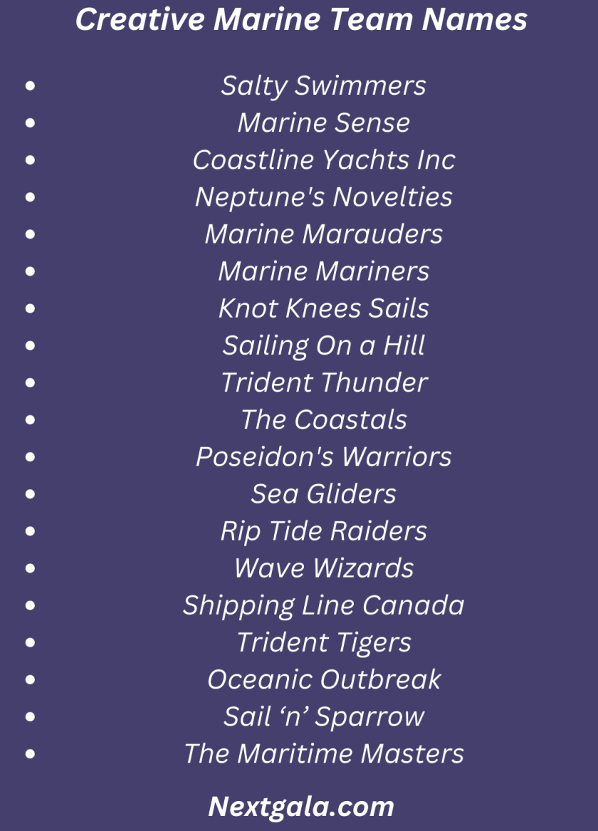 Marine Team Names