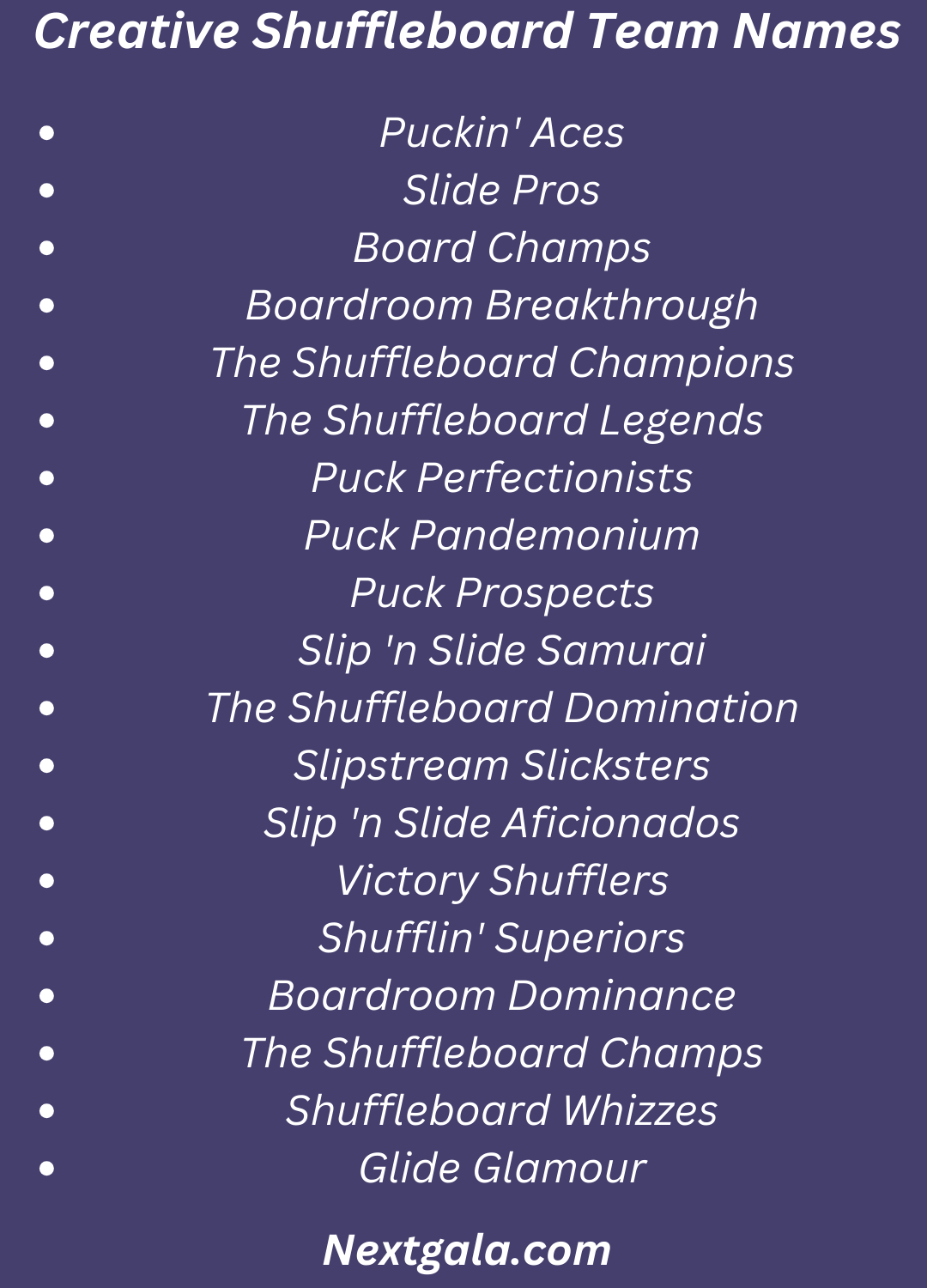 Shuffleboard Team Names