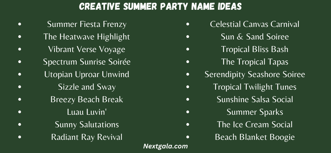 Creative Summer Party Name Ideas
