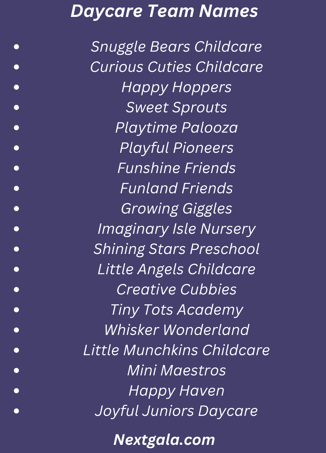 Daycare Team Names