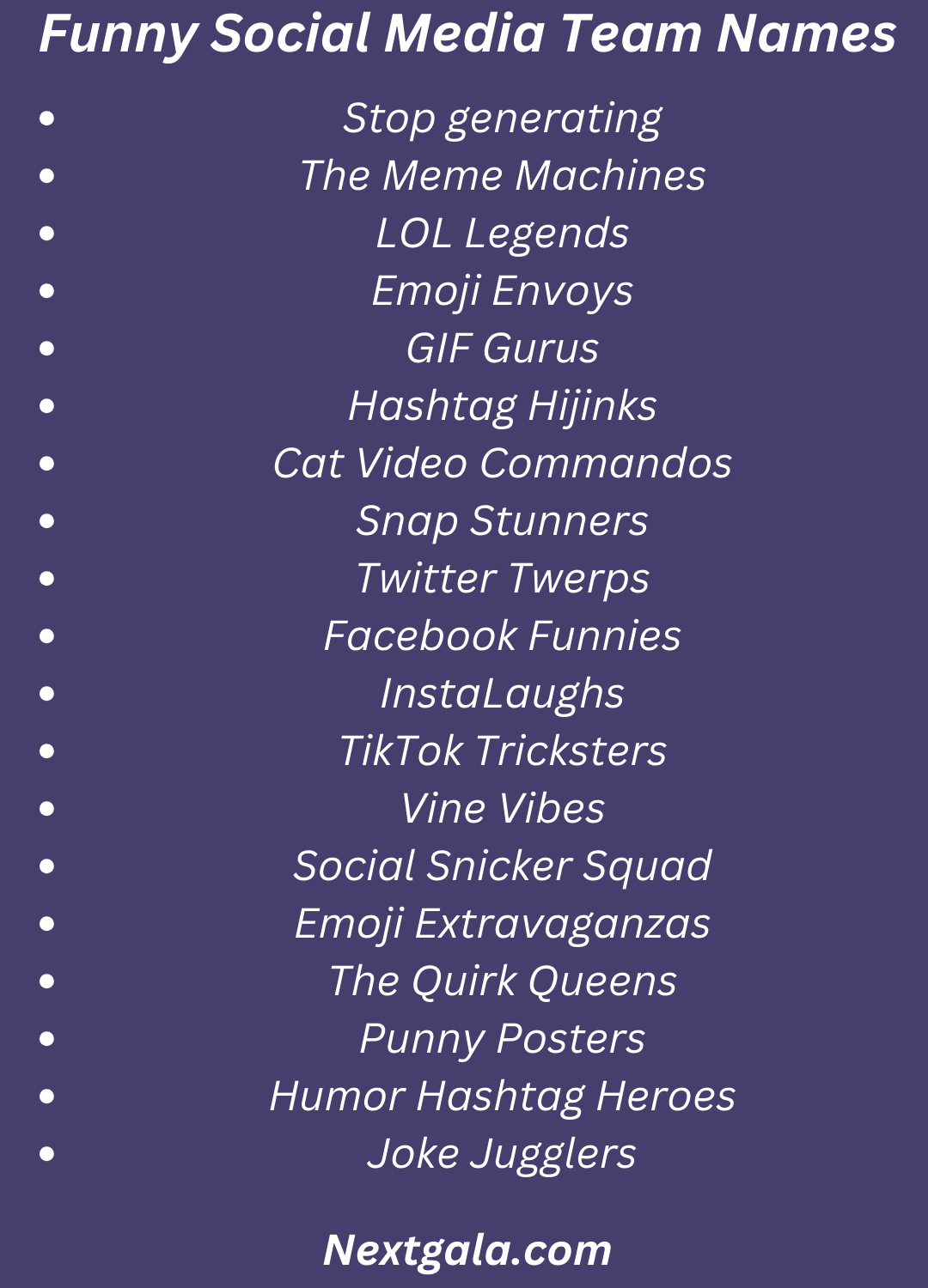 Funny Social Media Team Names 