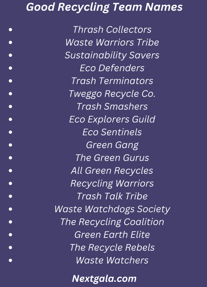 Recycling Team Names
