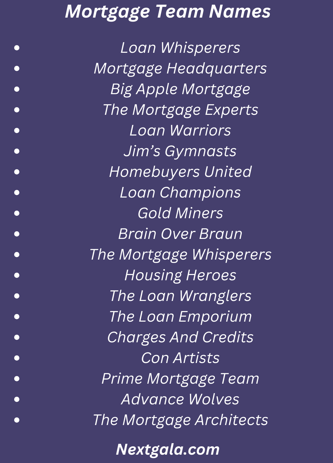 Mortgage Team Names