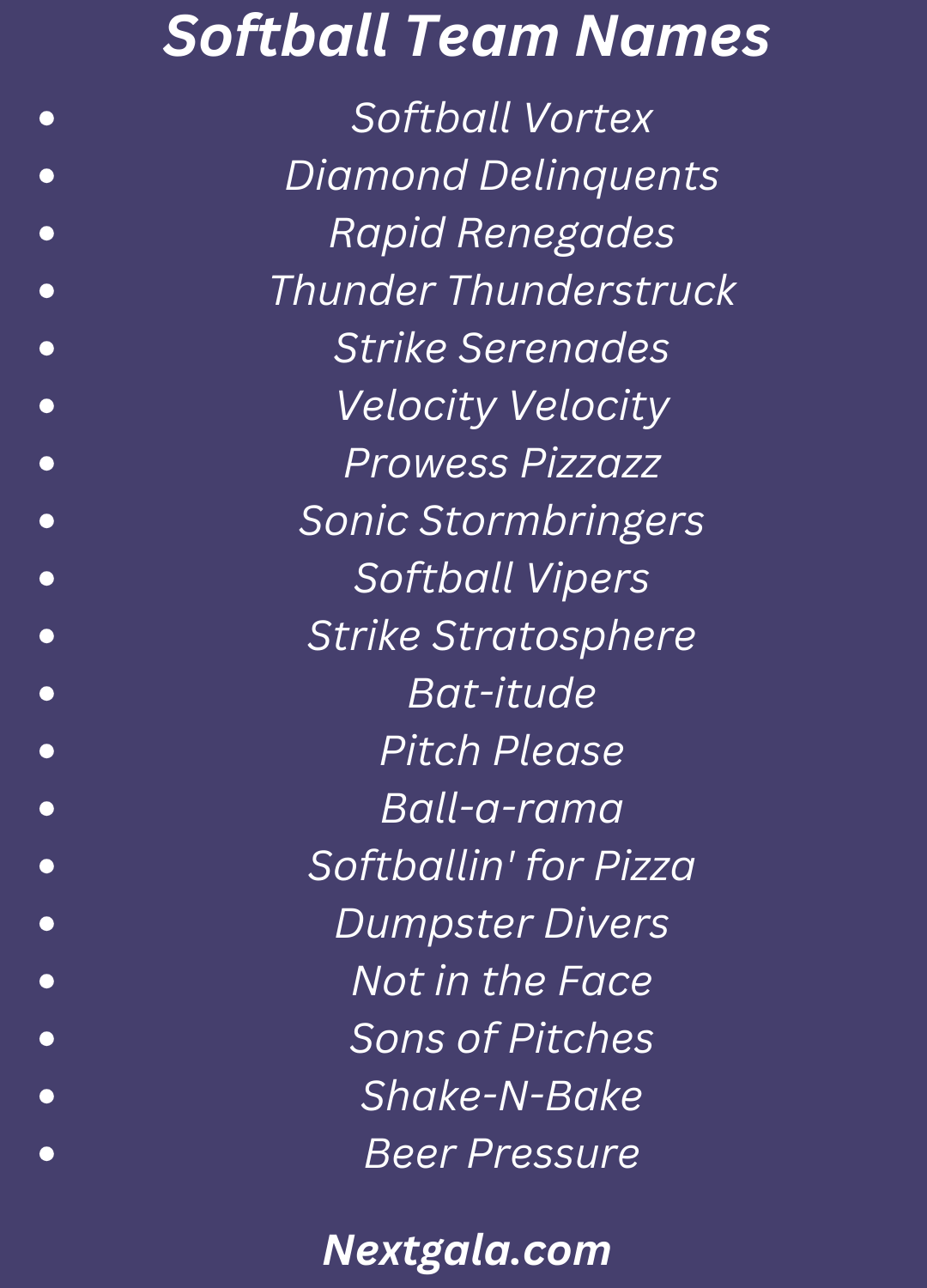 Softball Team Names
