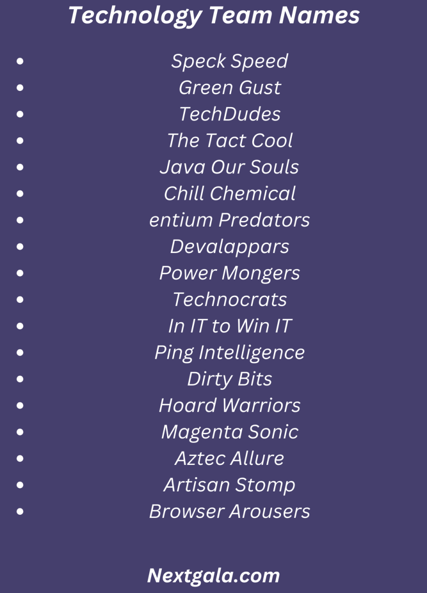 Technology Team Names