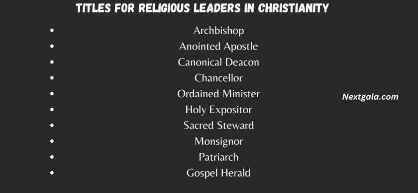 Titles for Religious Leaders in Christianity