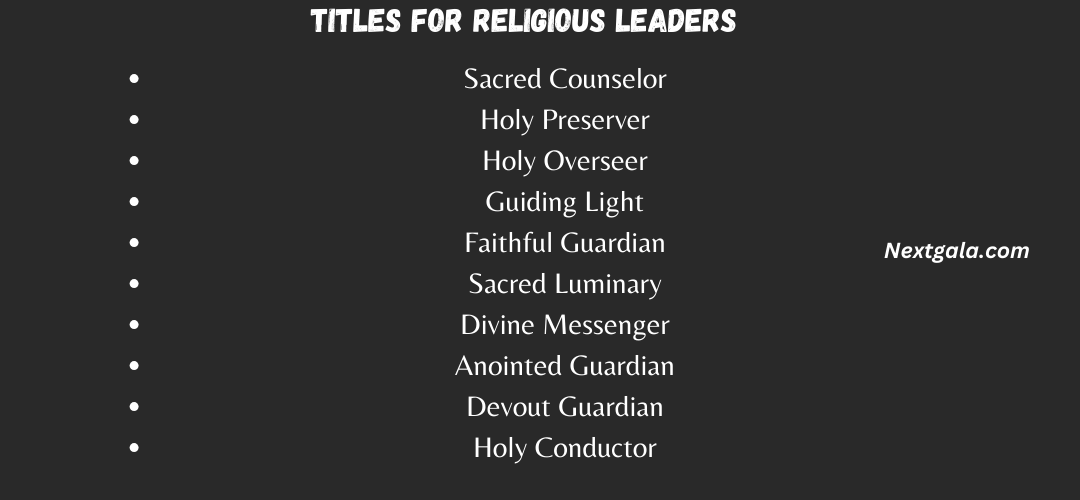Titles for Religious Leaders