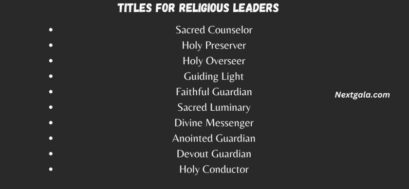 Titles for Religious Leaders