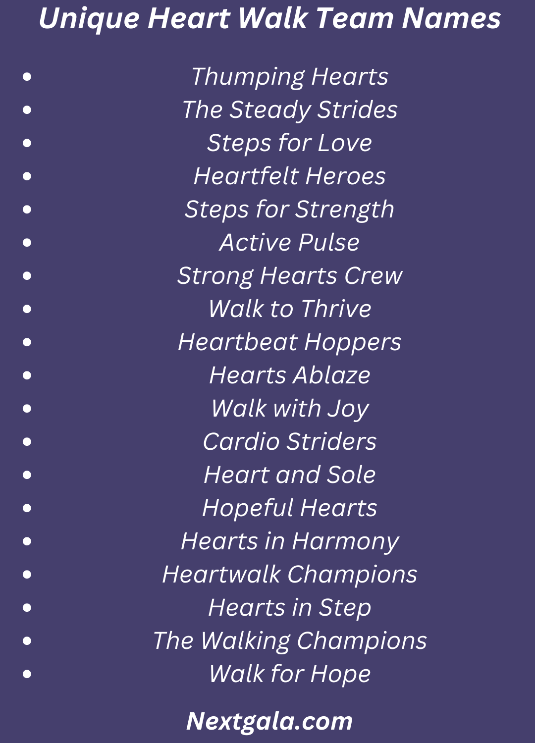 Heart Walk Team Names