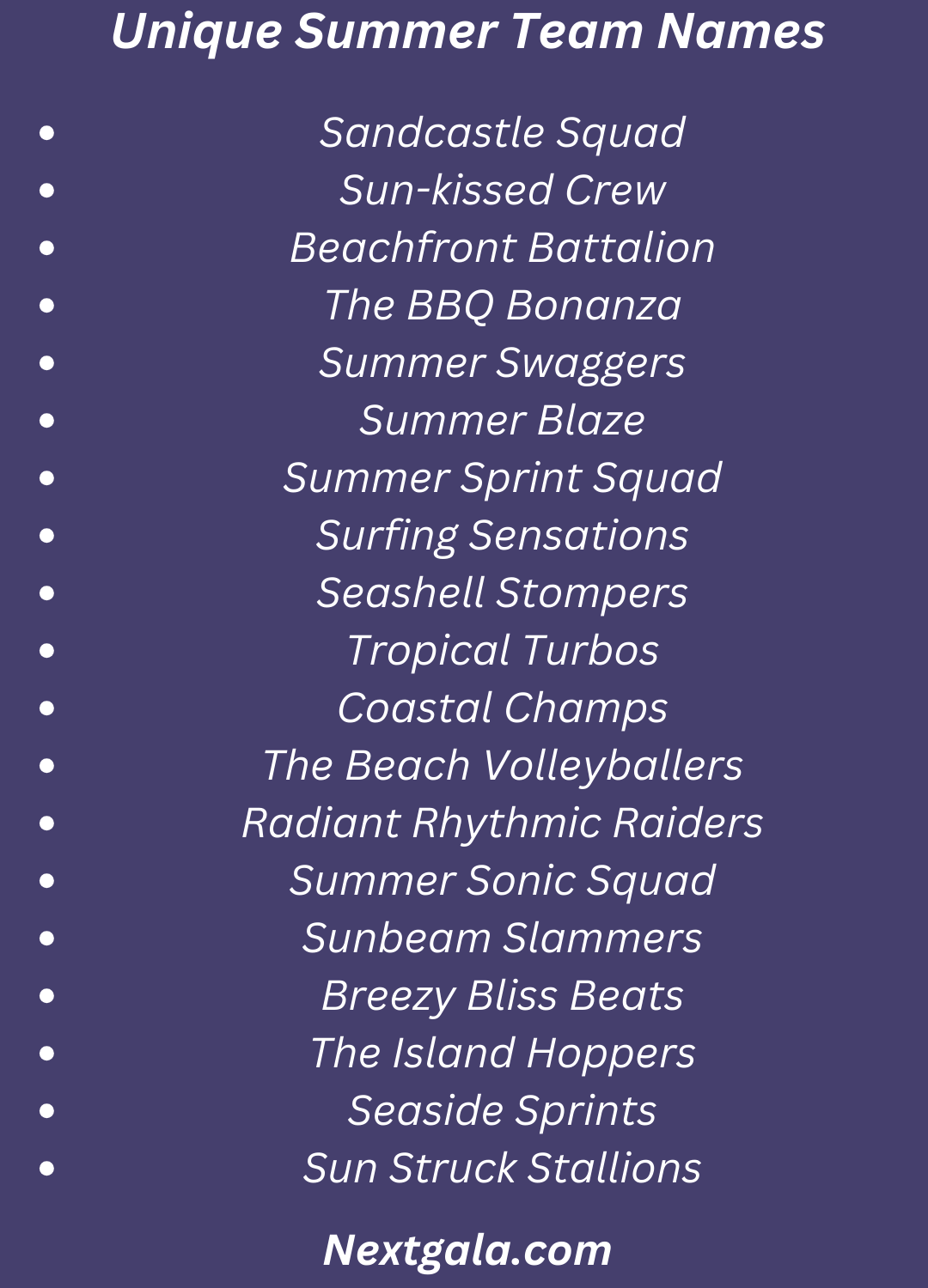 Summer Team Names