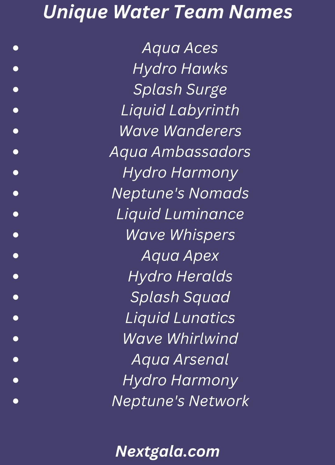 Water Team Names