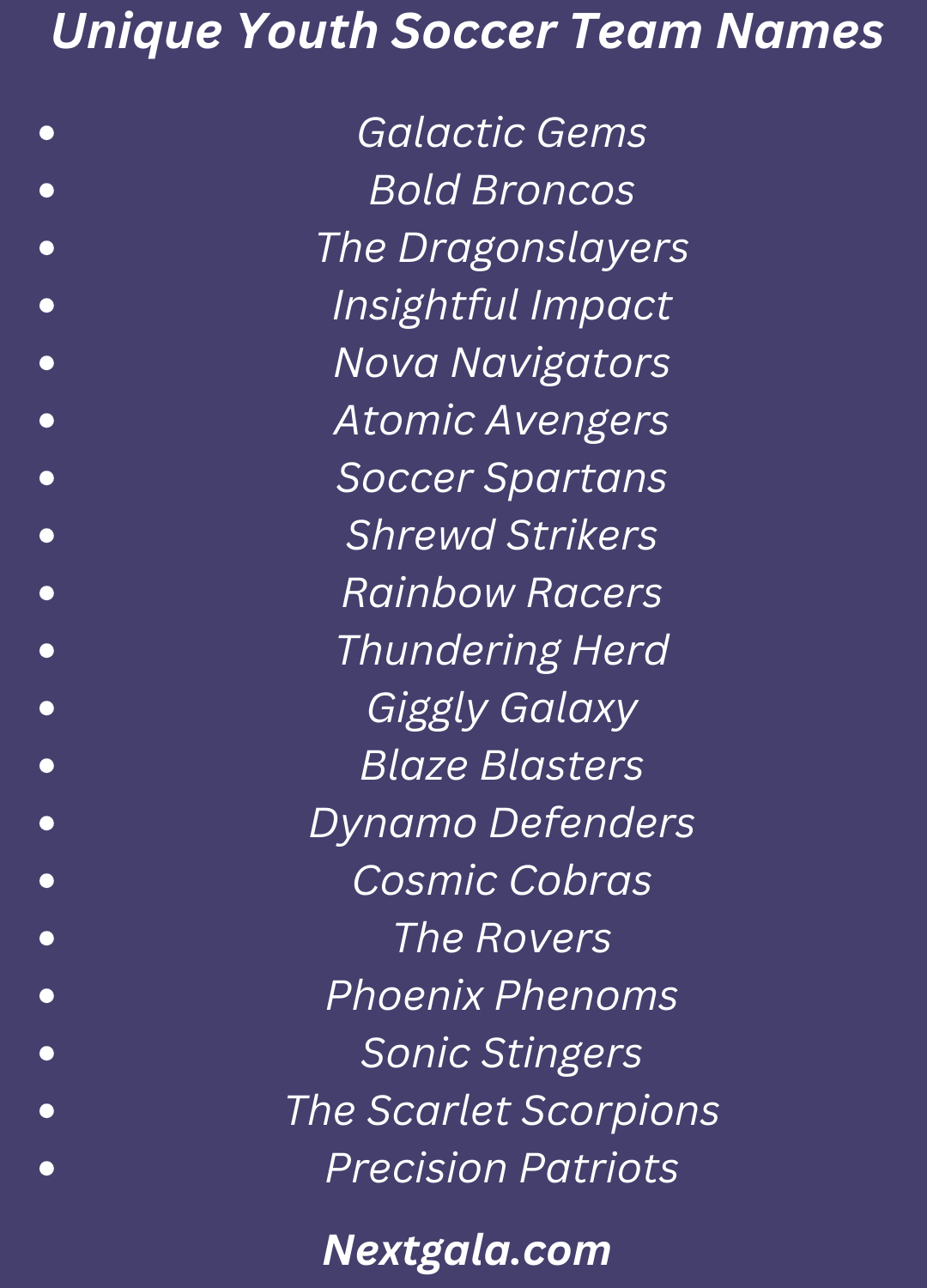 Youth Soccer Team Names