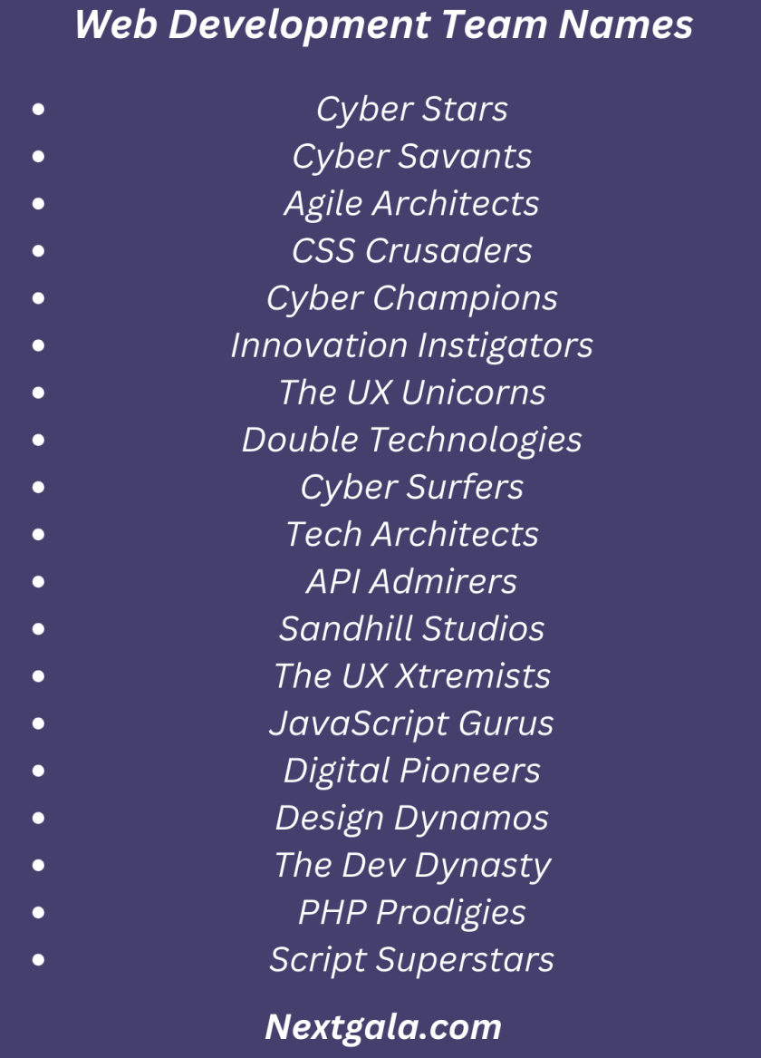 Web Development Team Names