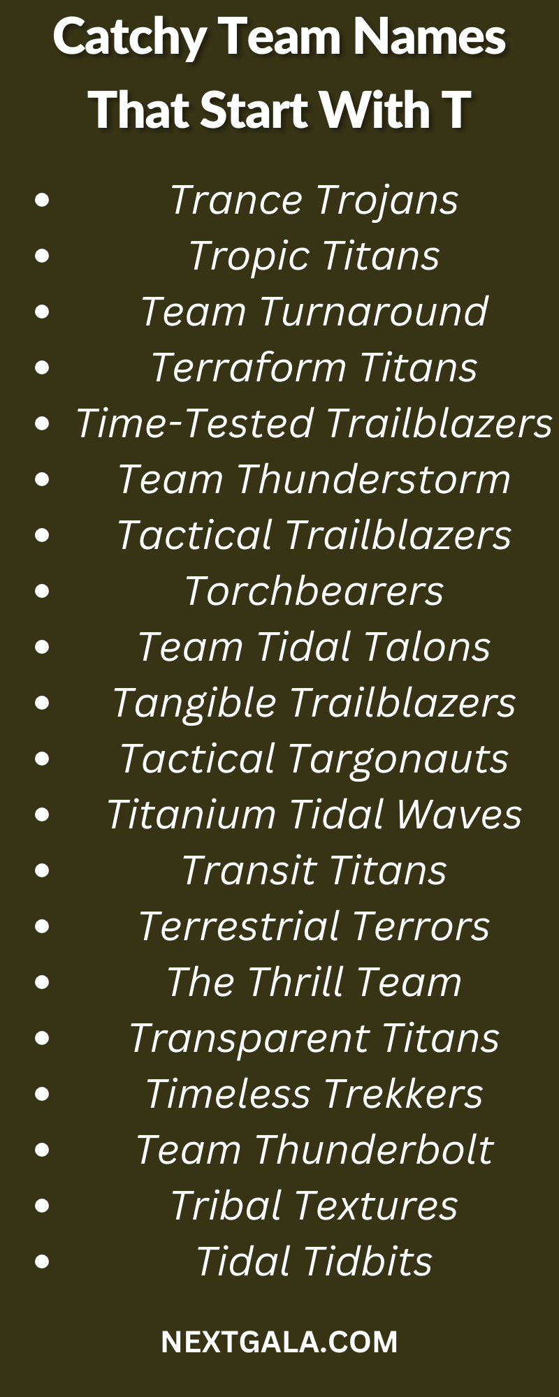 Team Names That Start With T
