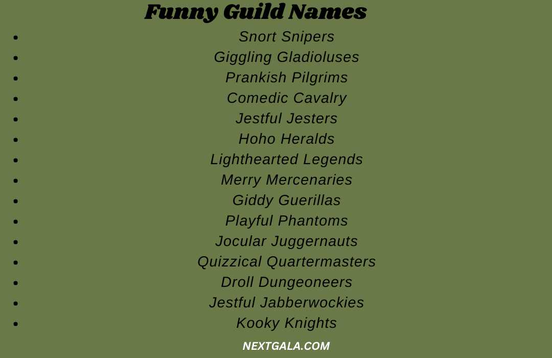 Funny Guild Names