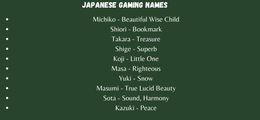 Japanese Gaming Names