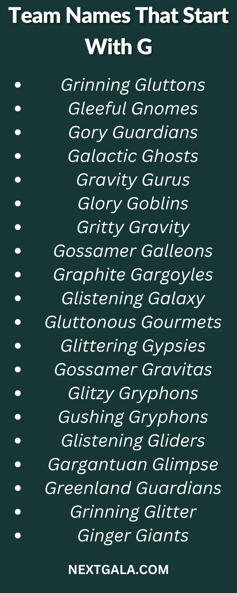 Team Names That Start With G