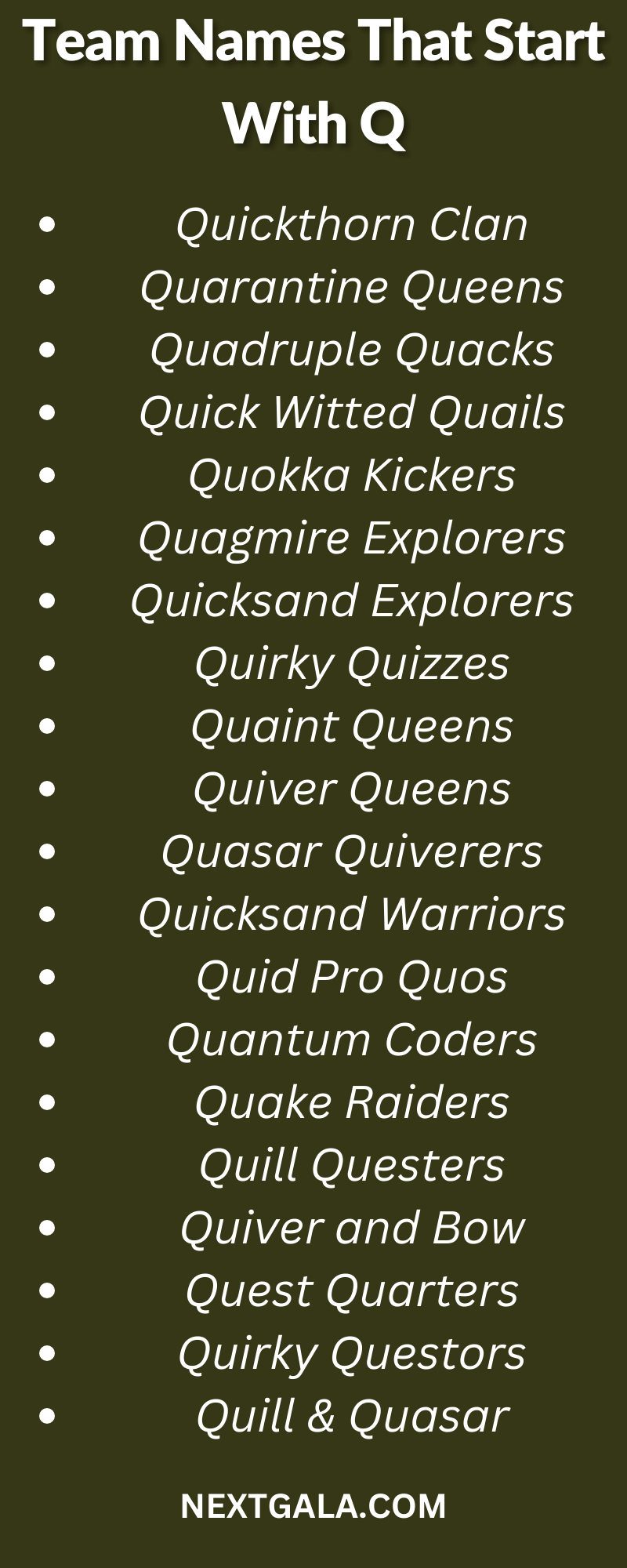 Team Names That Start With Q