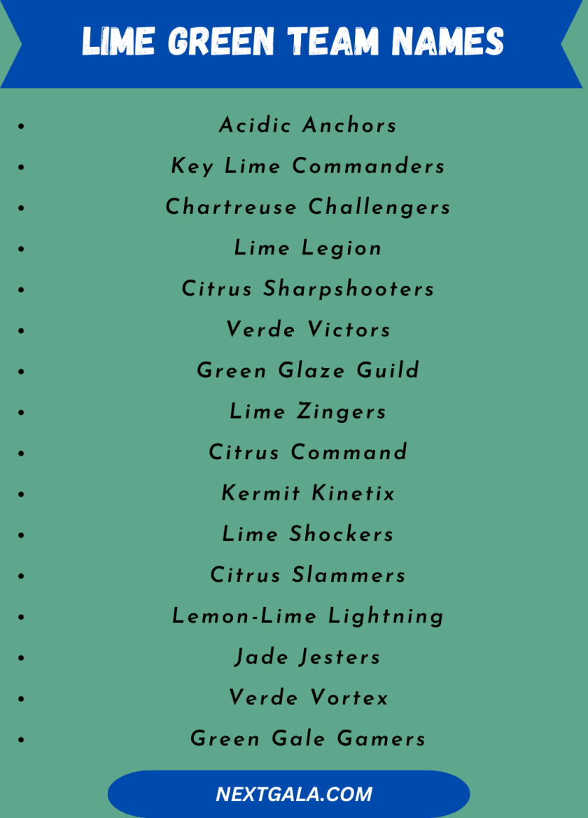 Lime Green Team Names
