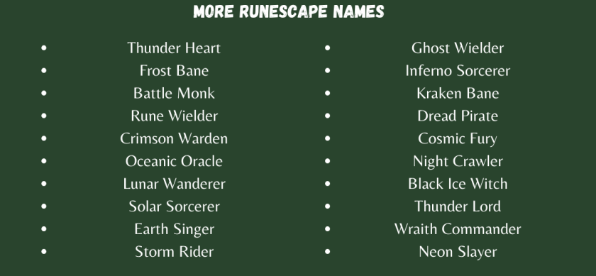 Runescape Names