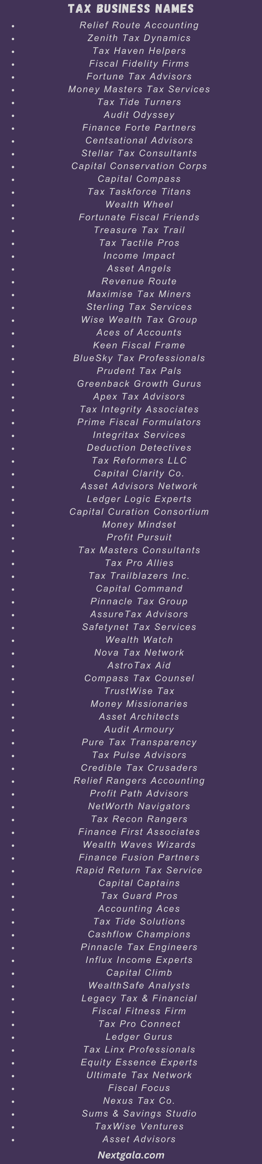 Tax Business Names