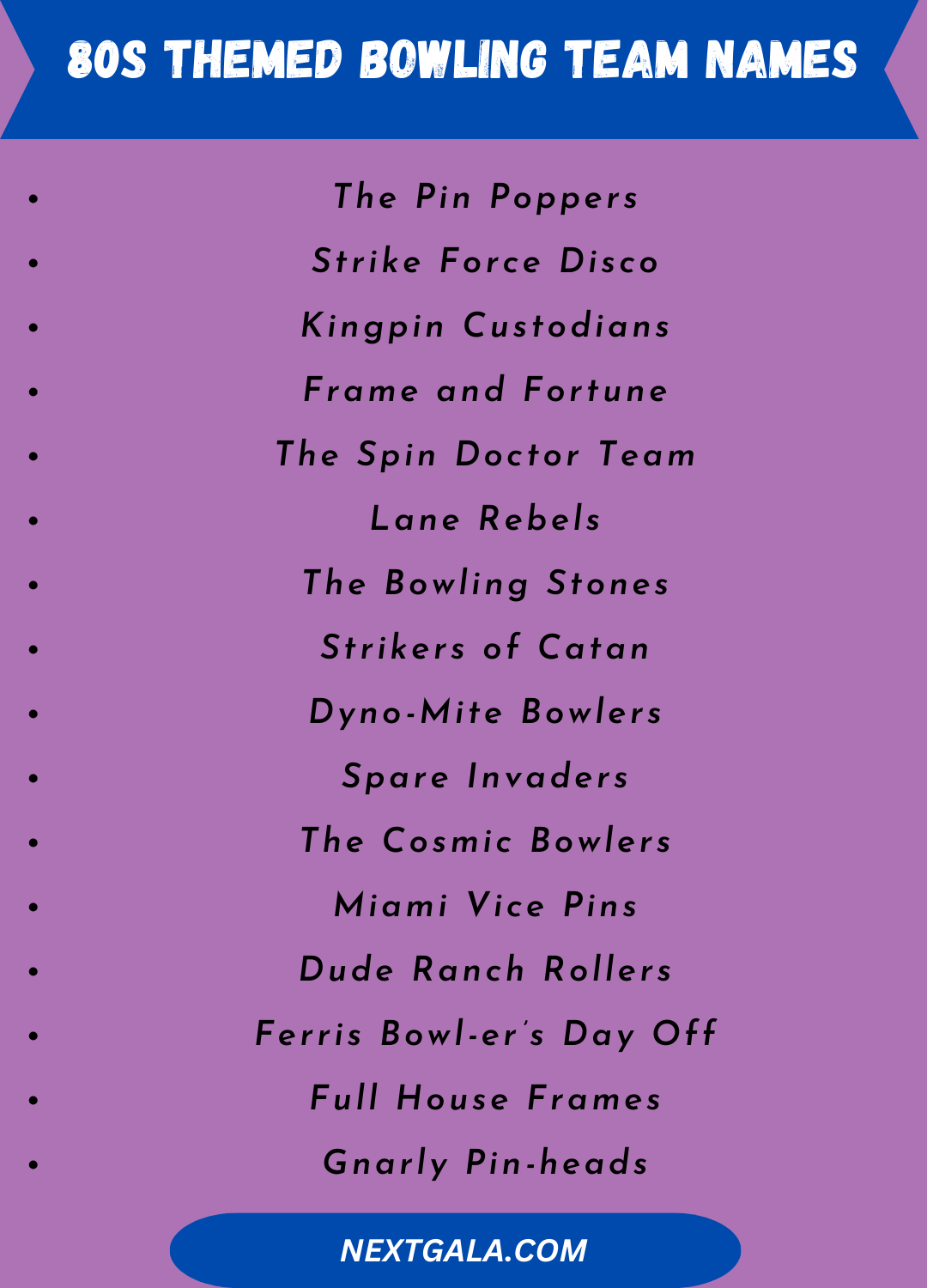 80s Themed Bowling Team Names