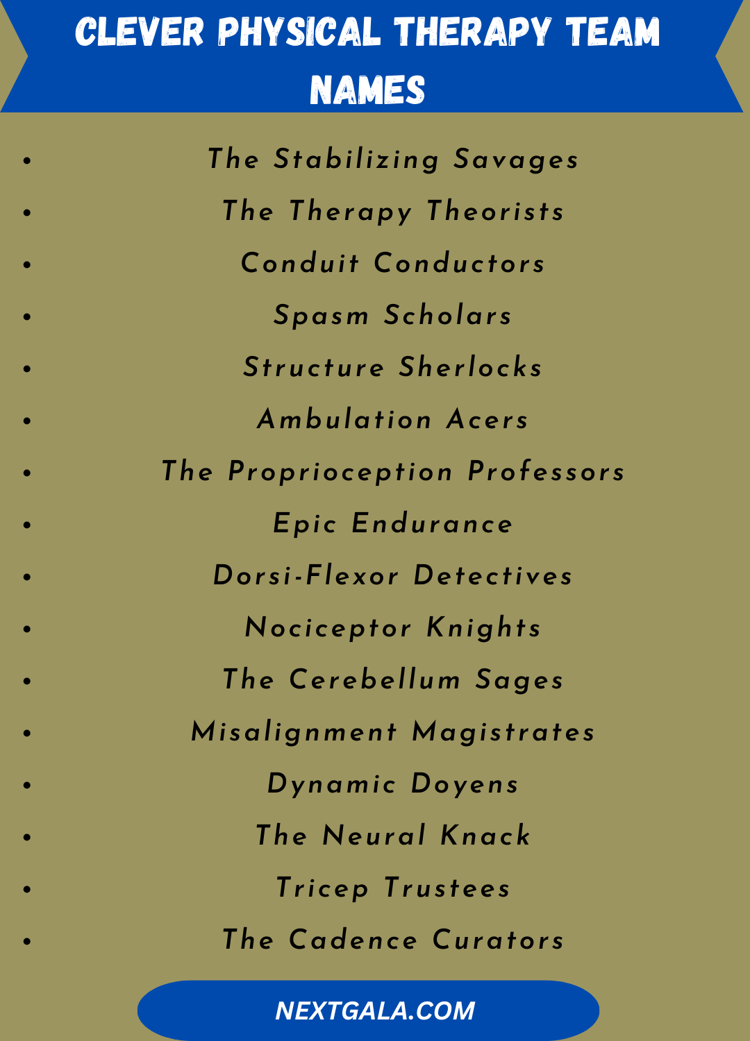 Clever Physical Therapy Team Names